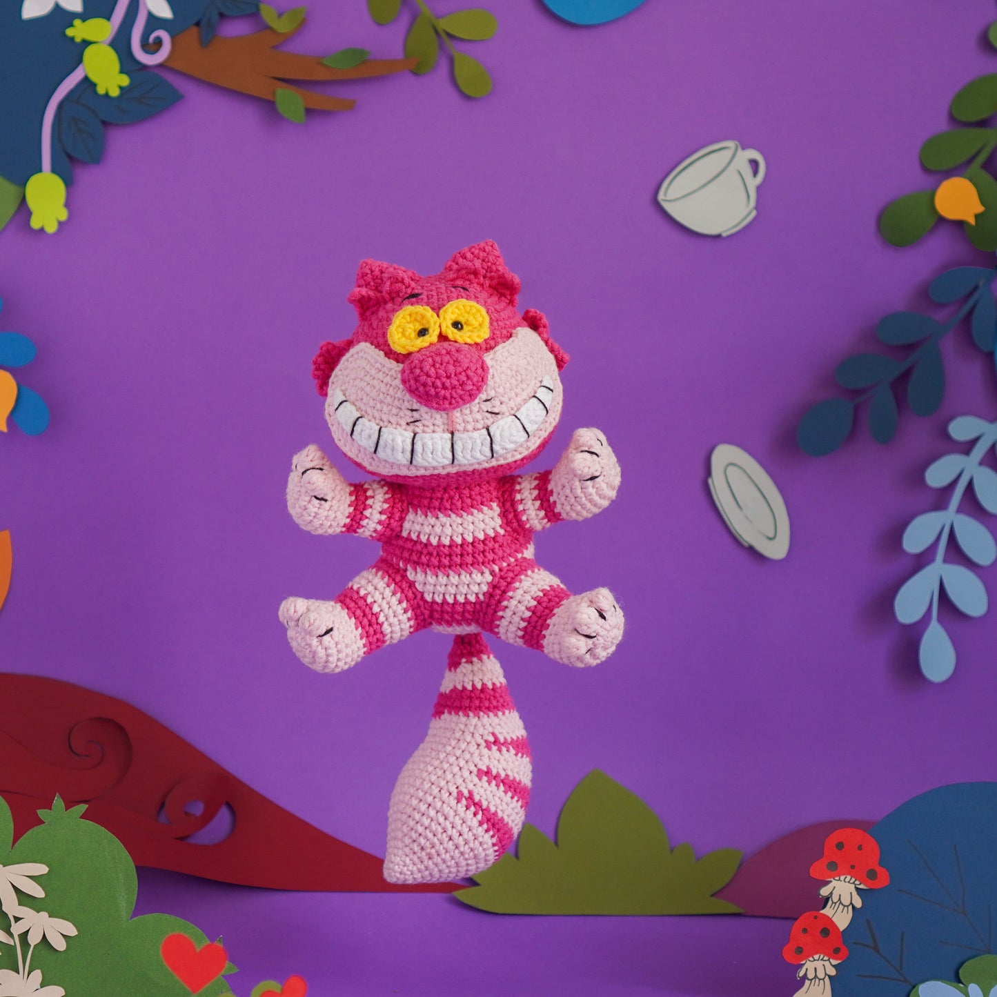 Cheshire Cat Crochet Pattern PDF – Alice in Wonderland Amigurumi Plush Toy | Cute Crochet Doll Tutorial