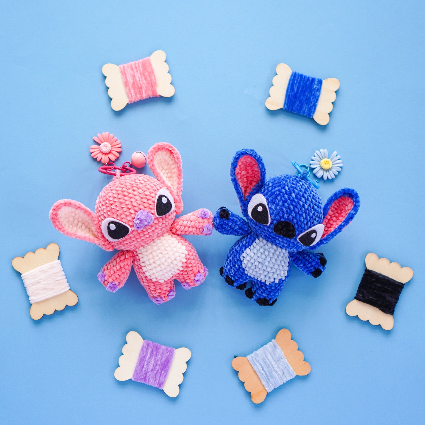 Mini Blue Ear Monster-Keychain version Crochet Pattern