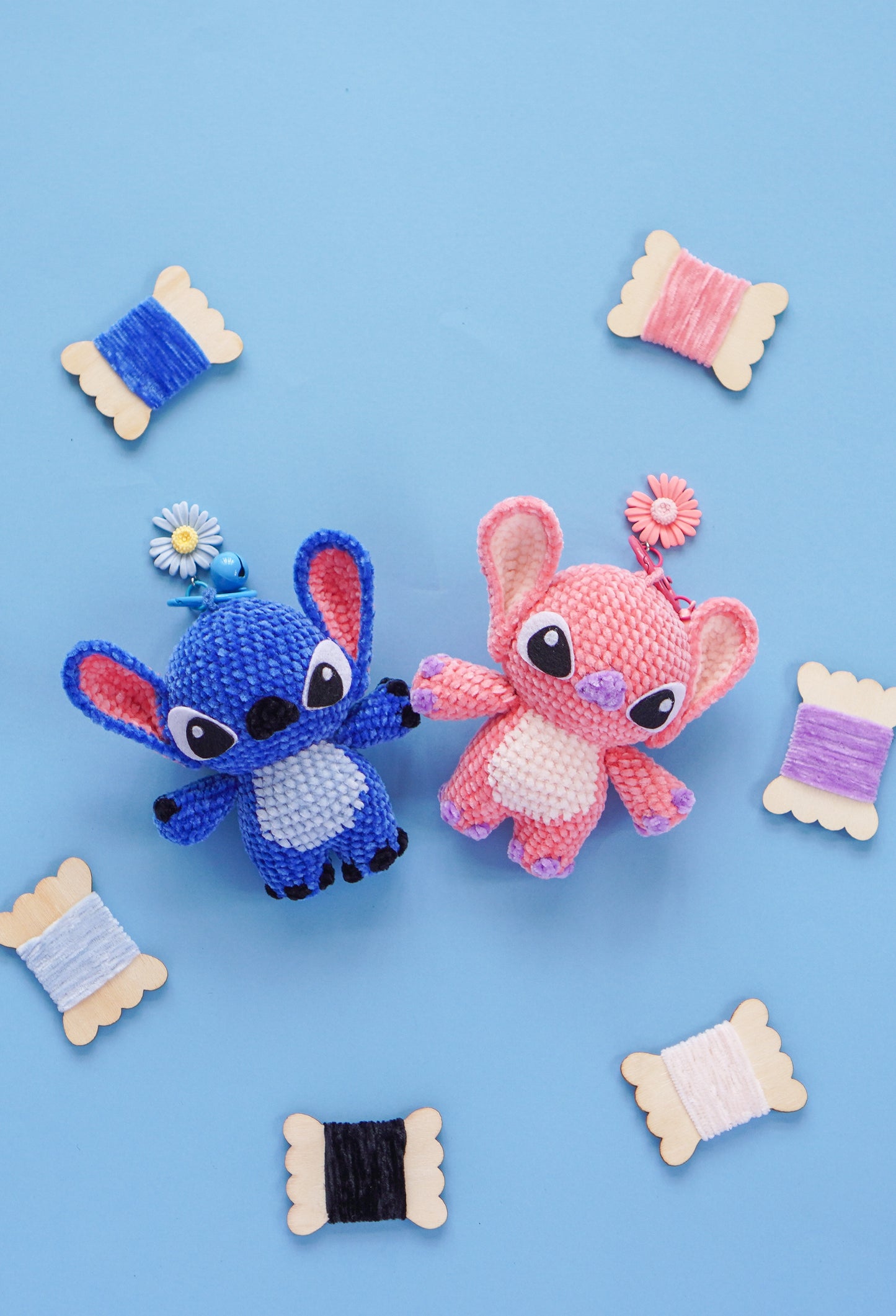 Mini Blue Ear Monster-Keychain version Crochet Pattern