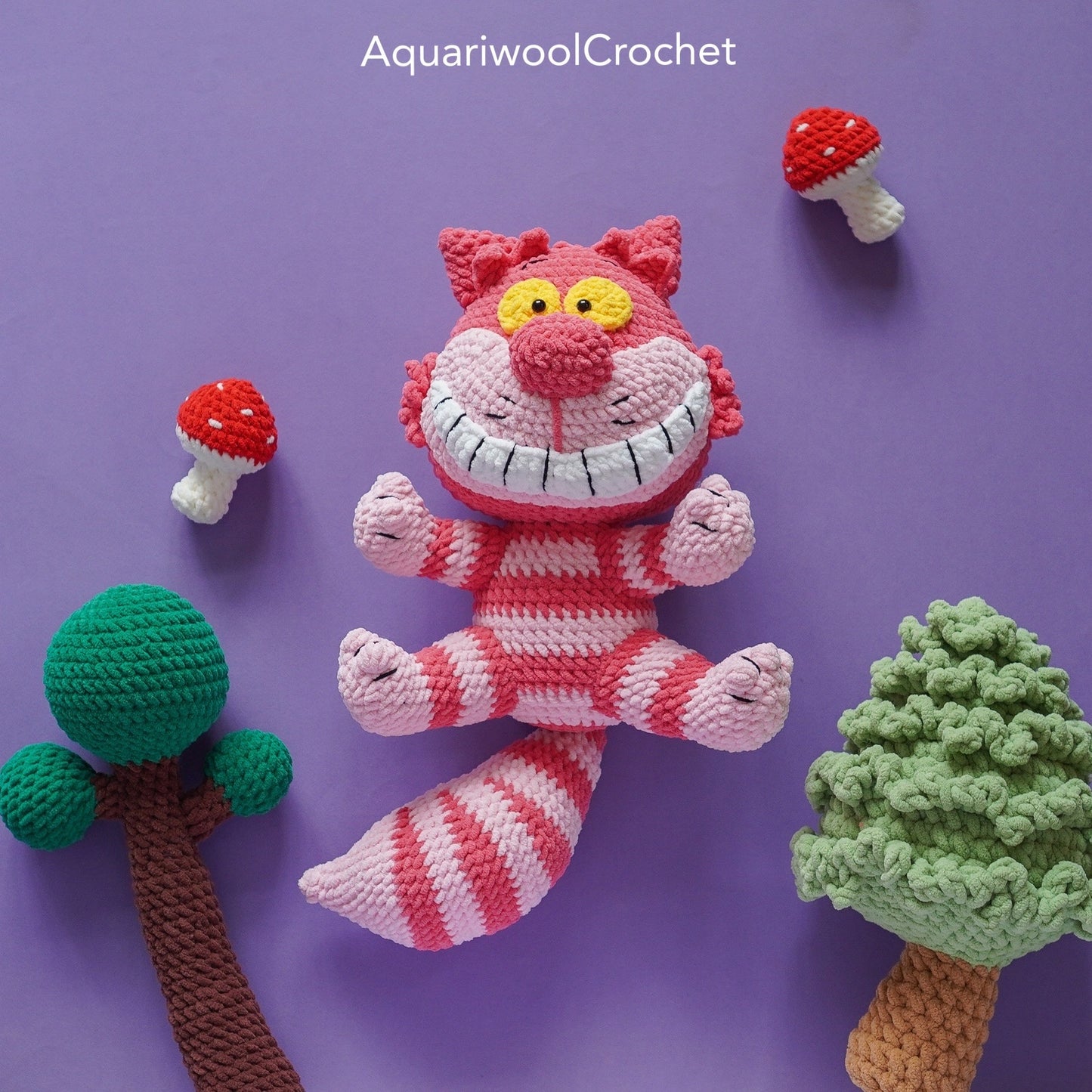 Cheshire Cat Crochet Pattern PDF – Alice in Wonderland Amigurumi Plush Toy | Cute Crochet Doll Tutorial