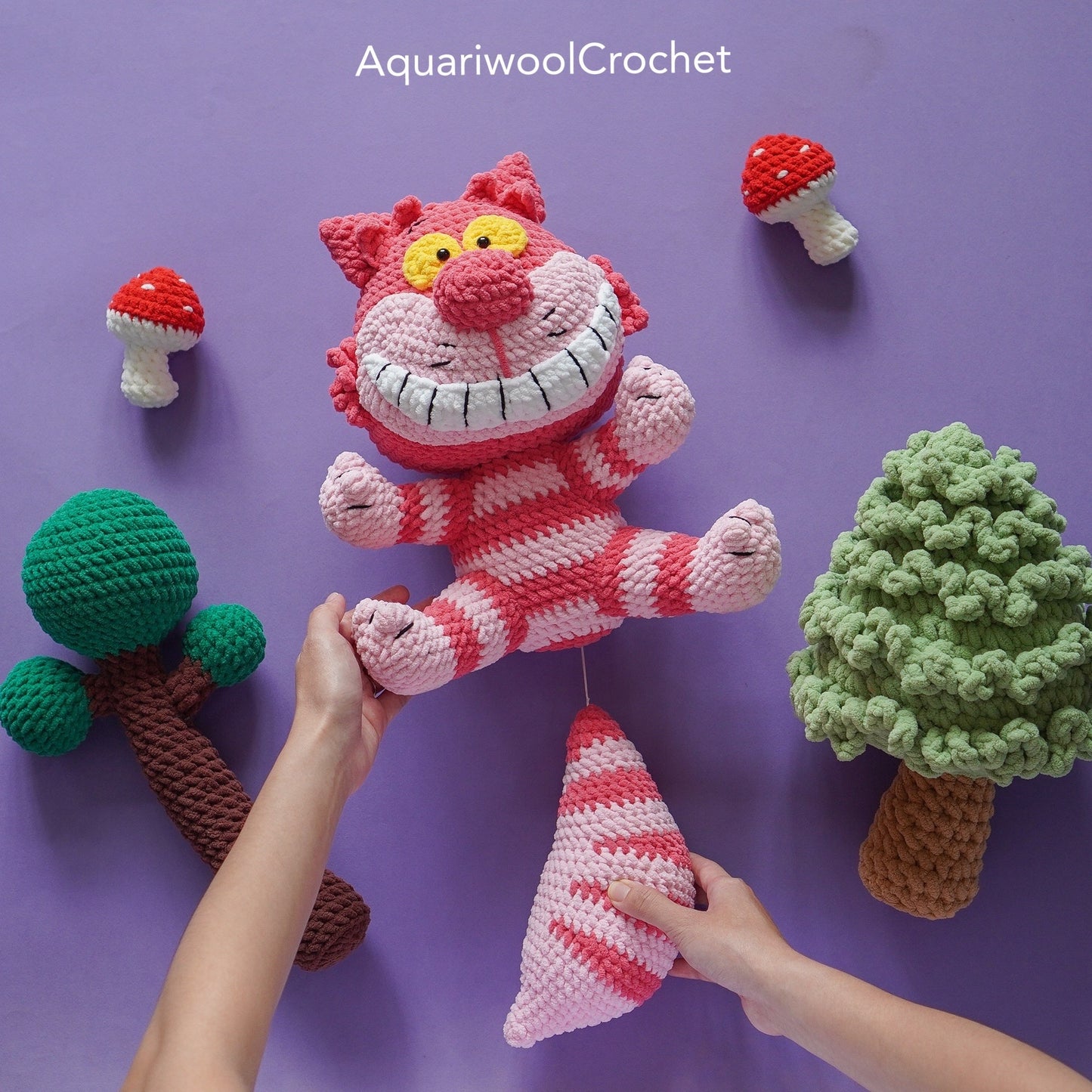 Cheshire Cat Crochet Pattern PDF – Alice in Wonderland Amigurumi Plush Toy | Cute Crochet Doll Tutorial