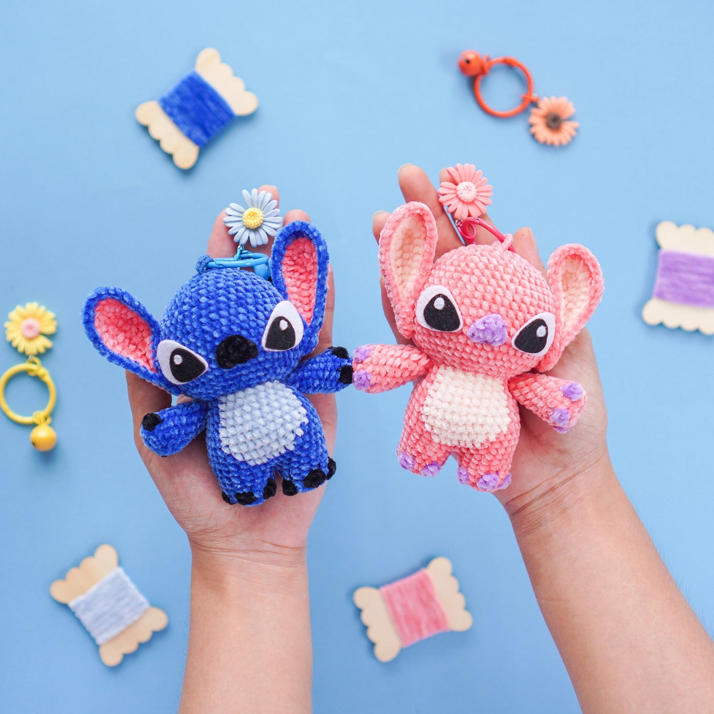 Mini Blue Ear Monster-Keychain version Crochet Pattern