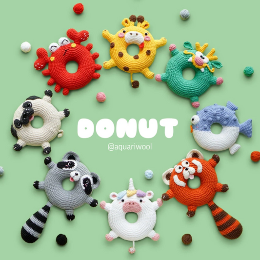 Donut Animal Amigurumi Crochet Pattern PDF – Cute Food Plush Toy Doll DIY Tutorial