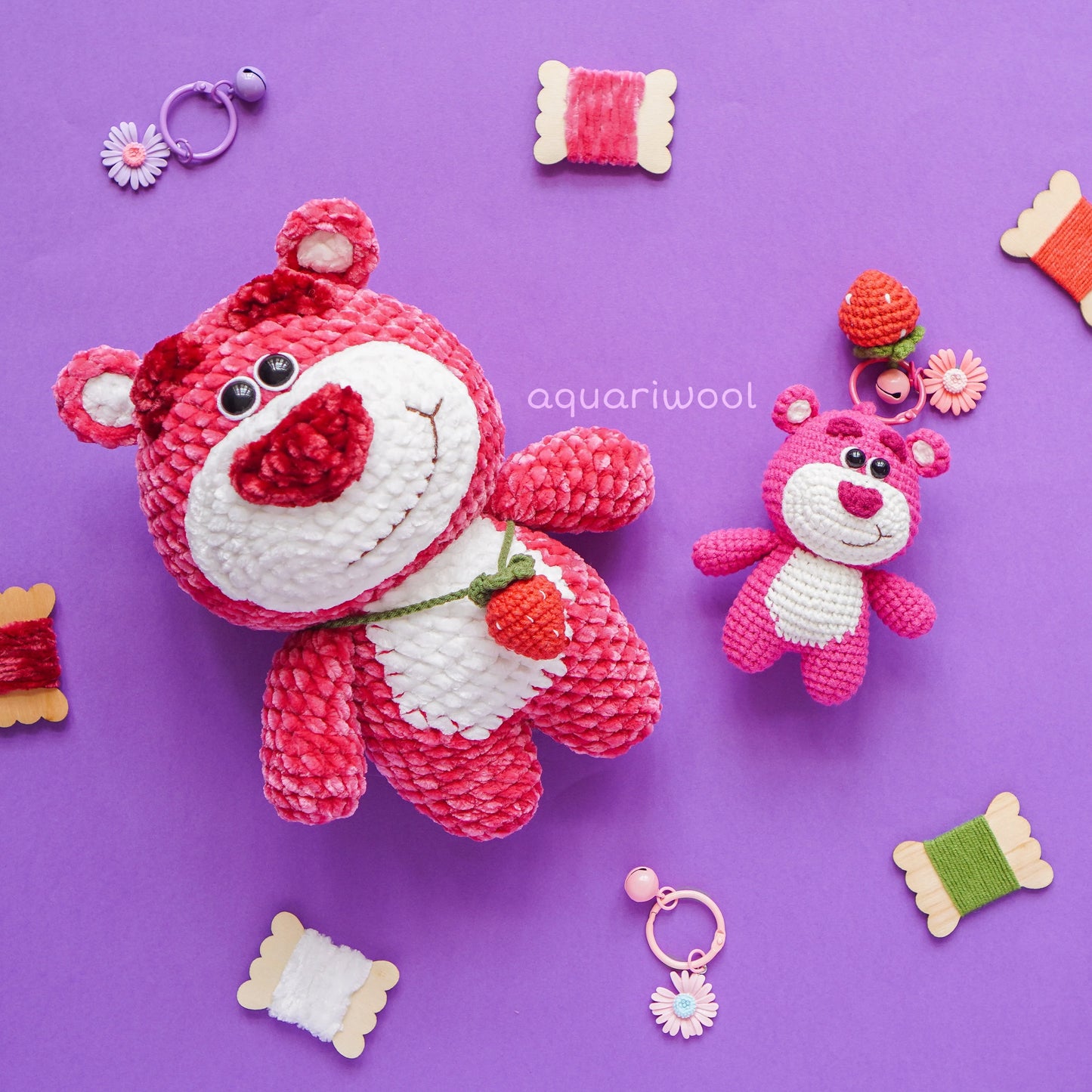 Strawberry Bear Crochet Pattern: Amigurumi Plush Toy (PDF)