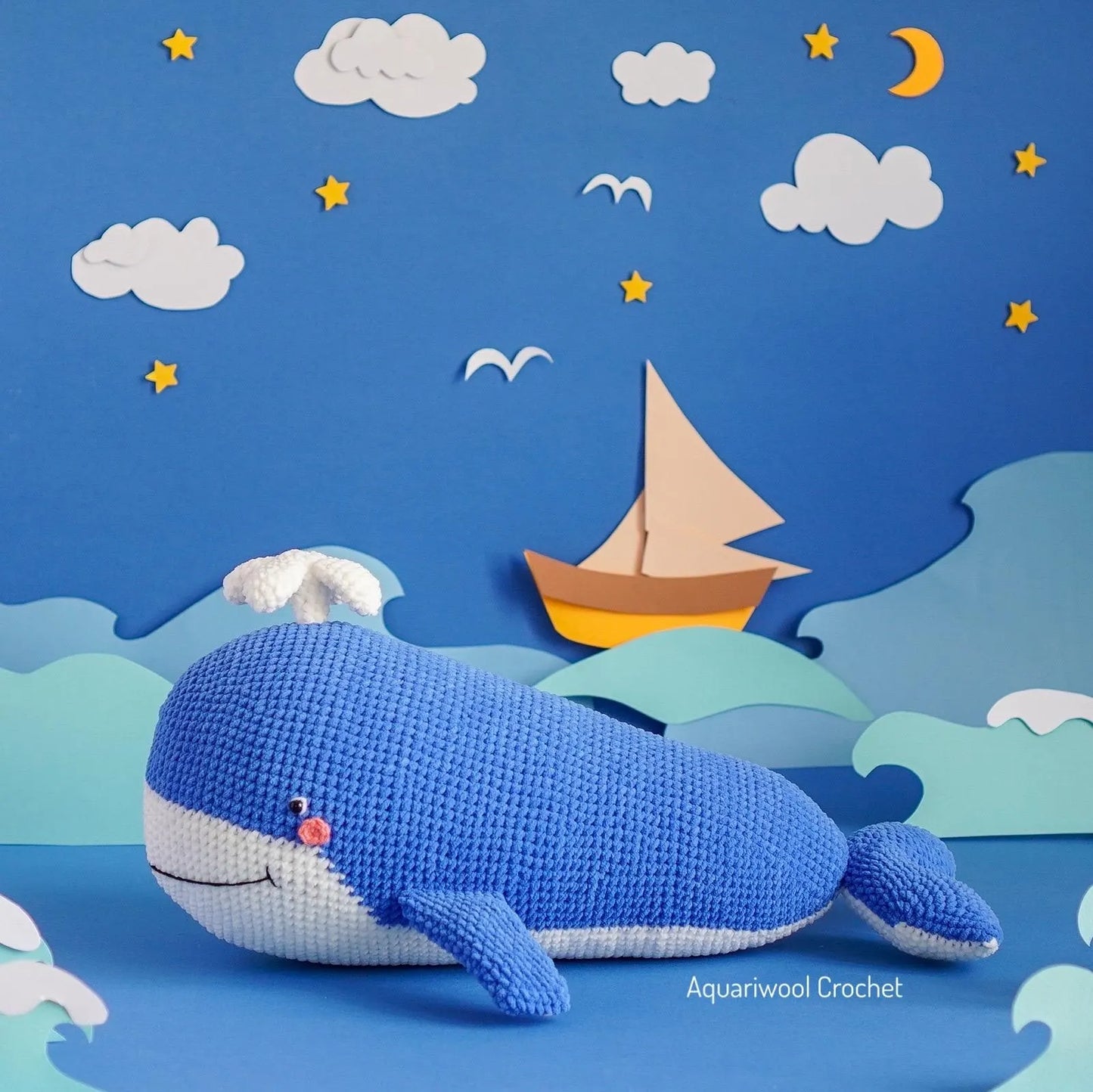 Pinocchio & Whale Amigurumi Crochet Pattern PDF – Fairy Tale Doll Plush Toy DIY Tutorial