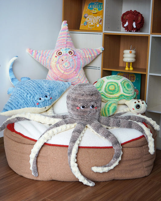 Amigurumi Crochet Pattern Bundle: Octopus, Turtle, Starfish, Stingray (PDF Download)