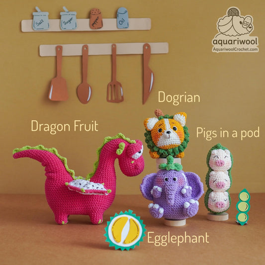 Botanimals Crochet Pattern Bundle: Kawaii Fruit Animal Amigurumi (PDF)