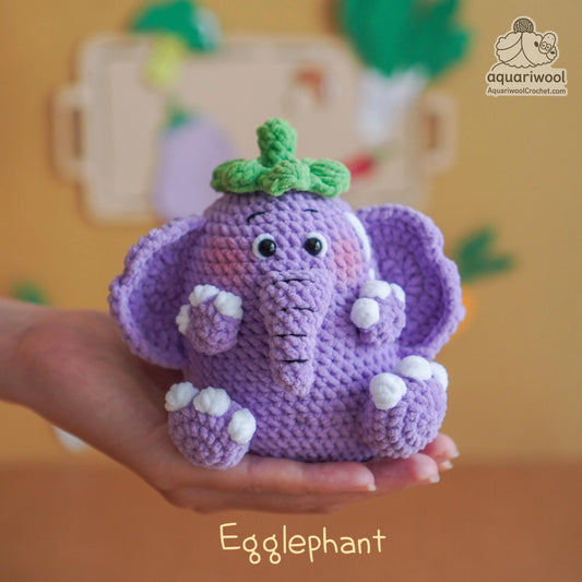 Egglephant Crochet Pattern: Elephant Eggplant Plush Toy (PDF)