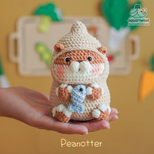 Peanotter Crochet Pattern PDF: Kawaii Peanut Otter Plush Toy (Digital Download)