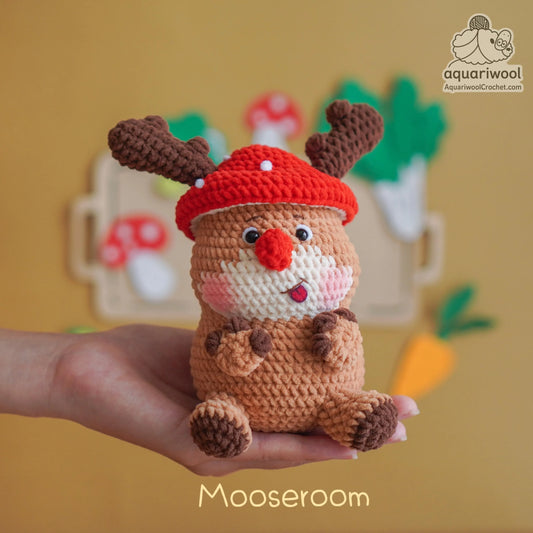 Mooseroom Crochet Pattern PDF: Kawaii Moose Mushroom Plush Toy