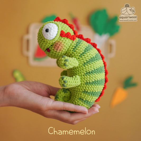 Chamemelon Crochet Pattern PDF: Kawaii Chameleon Melon Plush Toy (Digital Download)