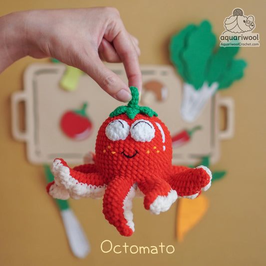 Octomato Crochet Pattern PDF: Kawaii Octopus Tomato Plush (Digital Download)