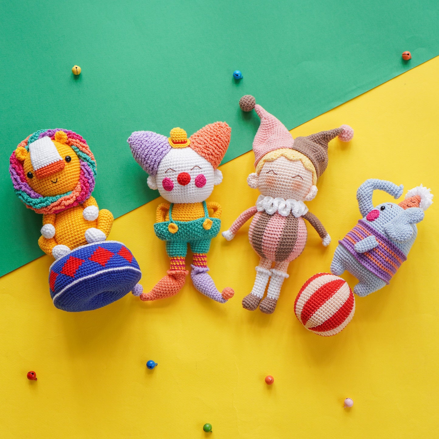 Circus Amigurumi Crochet Pattern Bundle PDF – Cute Clown & Animal Doll Plush Toy DIY Tutorial