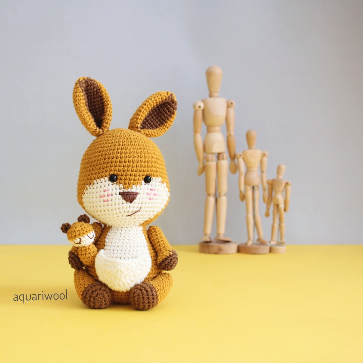 Kangaroo Amigurumi Crochet Pattern PDF – Cute Animal Doll Plush Toy DIY Tutorial