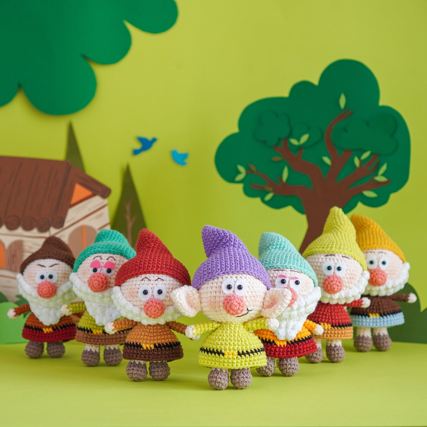 Snow White & 7 Dwarfs Amigurumi Crochet Pattern PDF – Fairy Tale Doll Plush Toy DIY Tutorial
