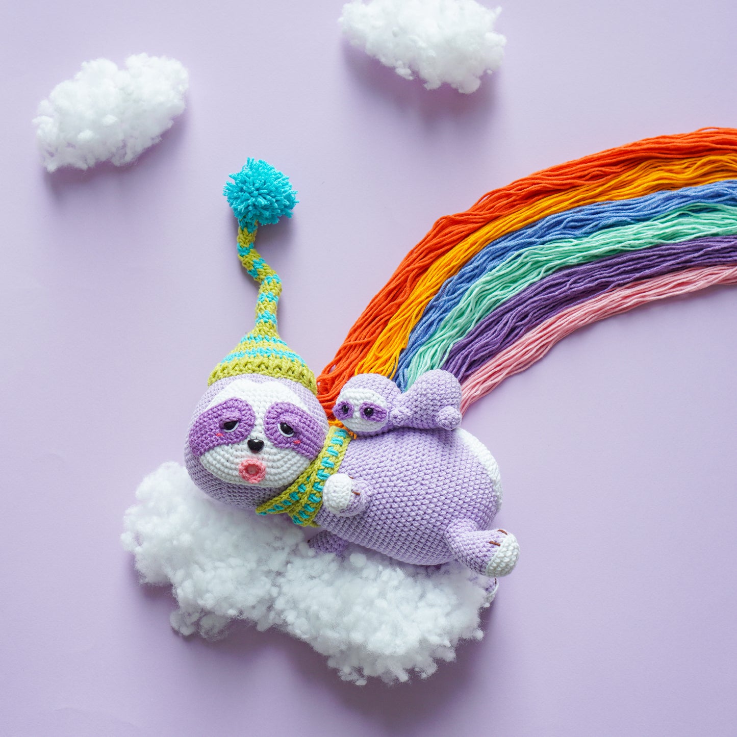 Sloth & Cub Crochet Pattern PDF – Amigurumi Animal Doll Plush Toy DIY Tutorial