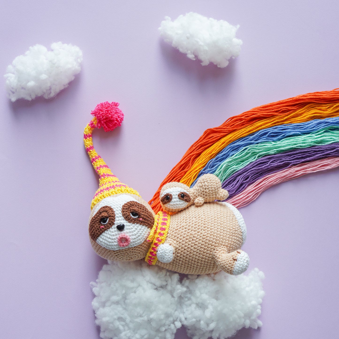 Sloth & Cub Crochet Pattern PDF – Amigurumi Animal Doll Plush Toy DIY Tutorial