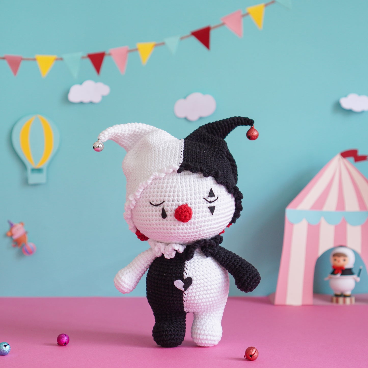 Sad Clown Amigurumi Crochet Pattern PDF – Circus Doll Plush Toy DIY Tutorial