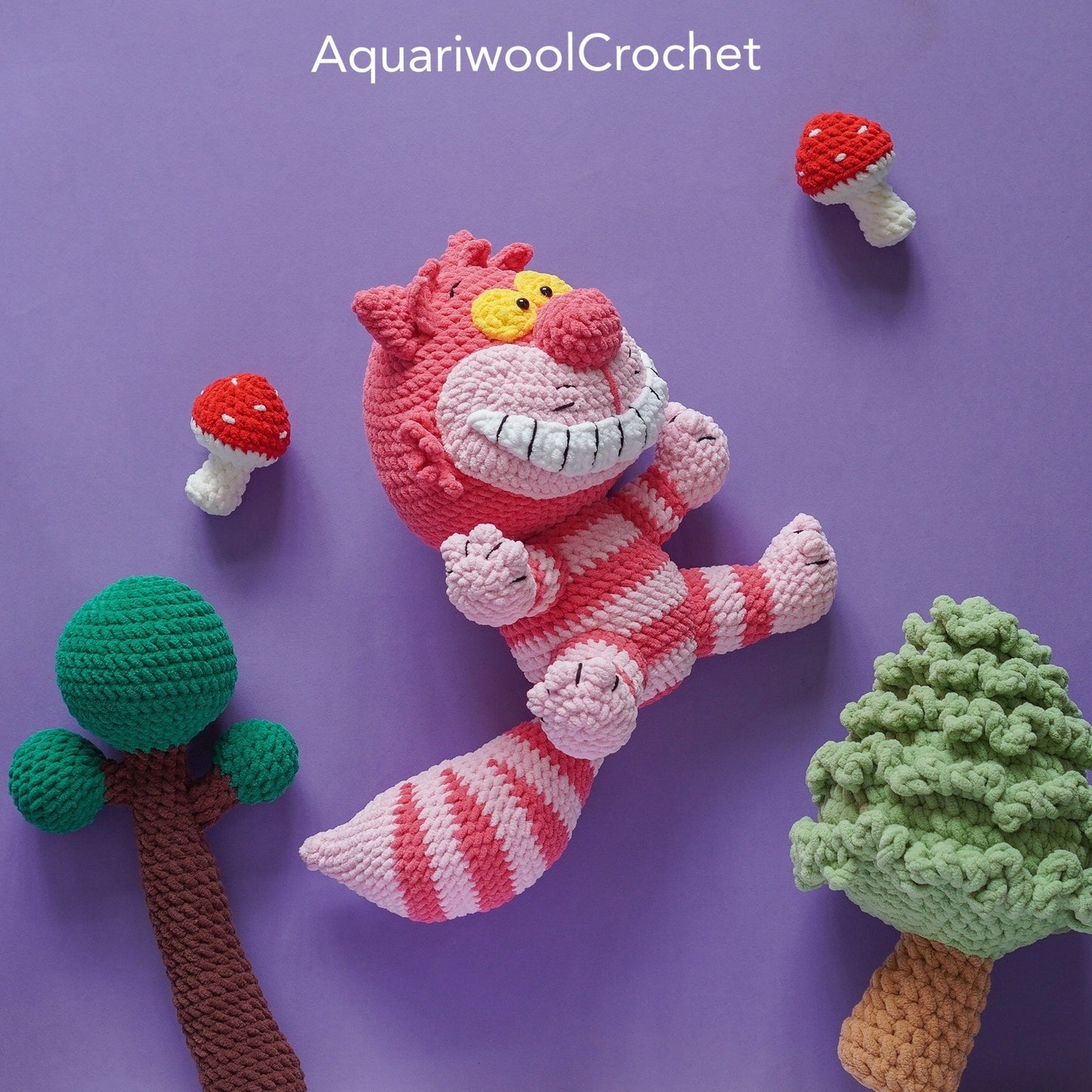 Cheshire Cat (2024 version)-Alice in Wonderland Crochet Plushies Pattern