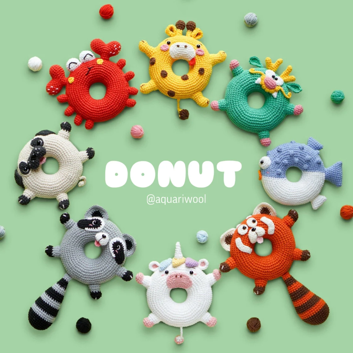 Bundle: Crochet Donut 8 Characters Crochet Pattern