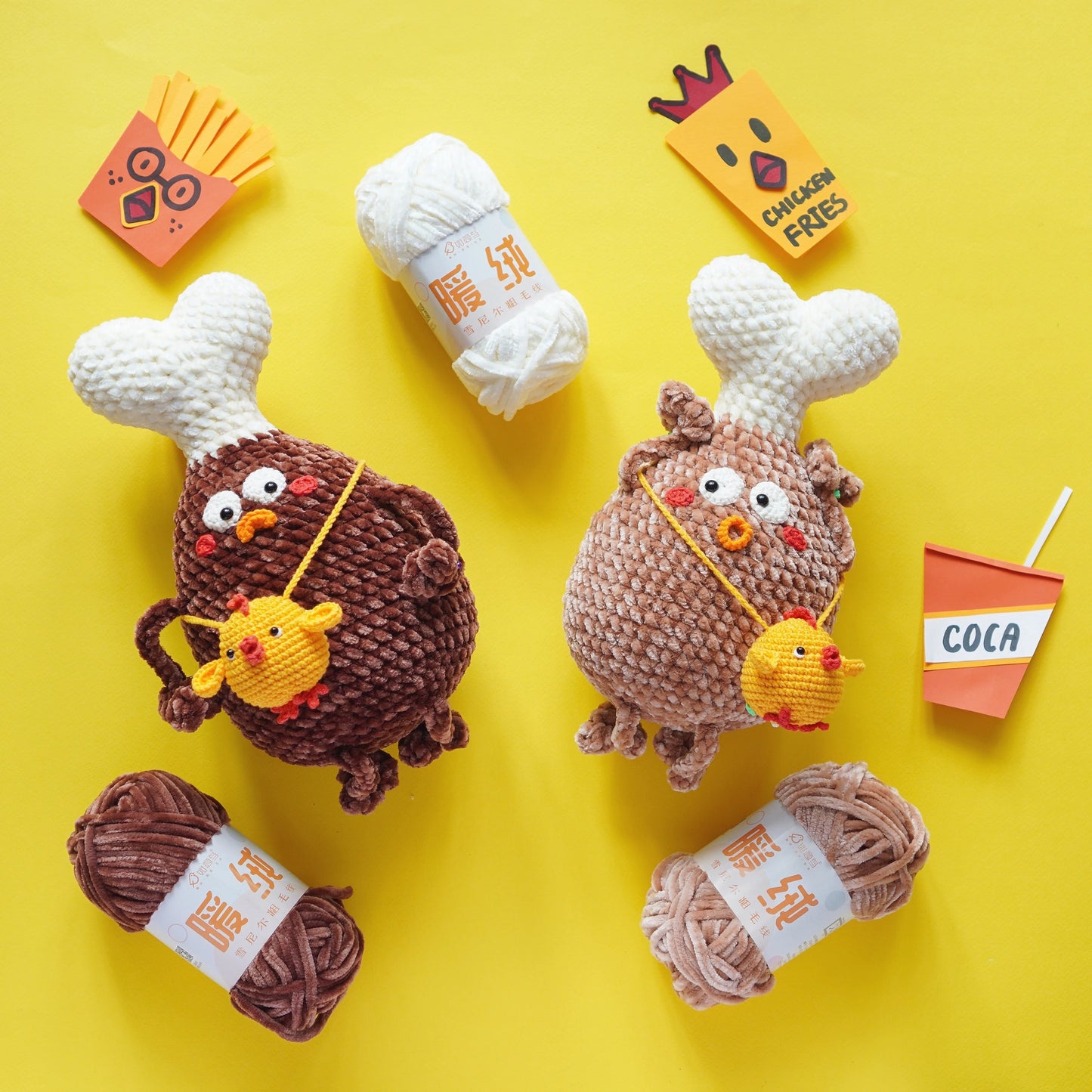 Chicken Drumstick Crochet Plushies Pattern