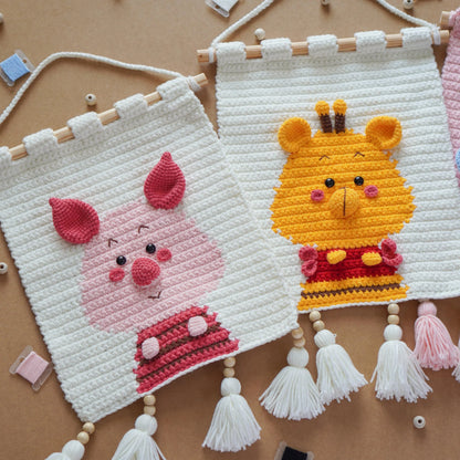 Bundle: (4 Wall Hangings) Pooh, Piglet, Eeyore, Lumpy-Crochet Pattern