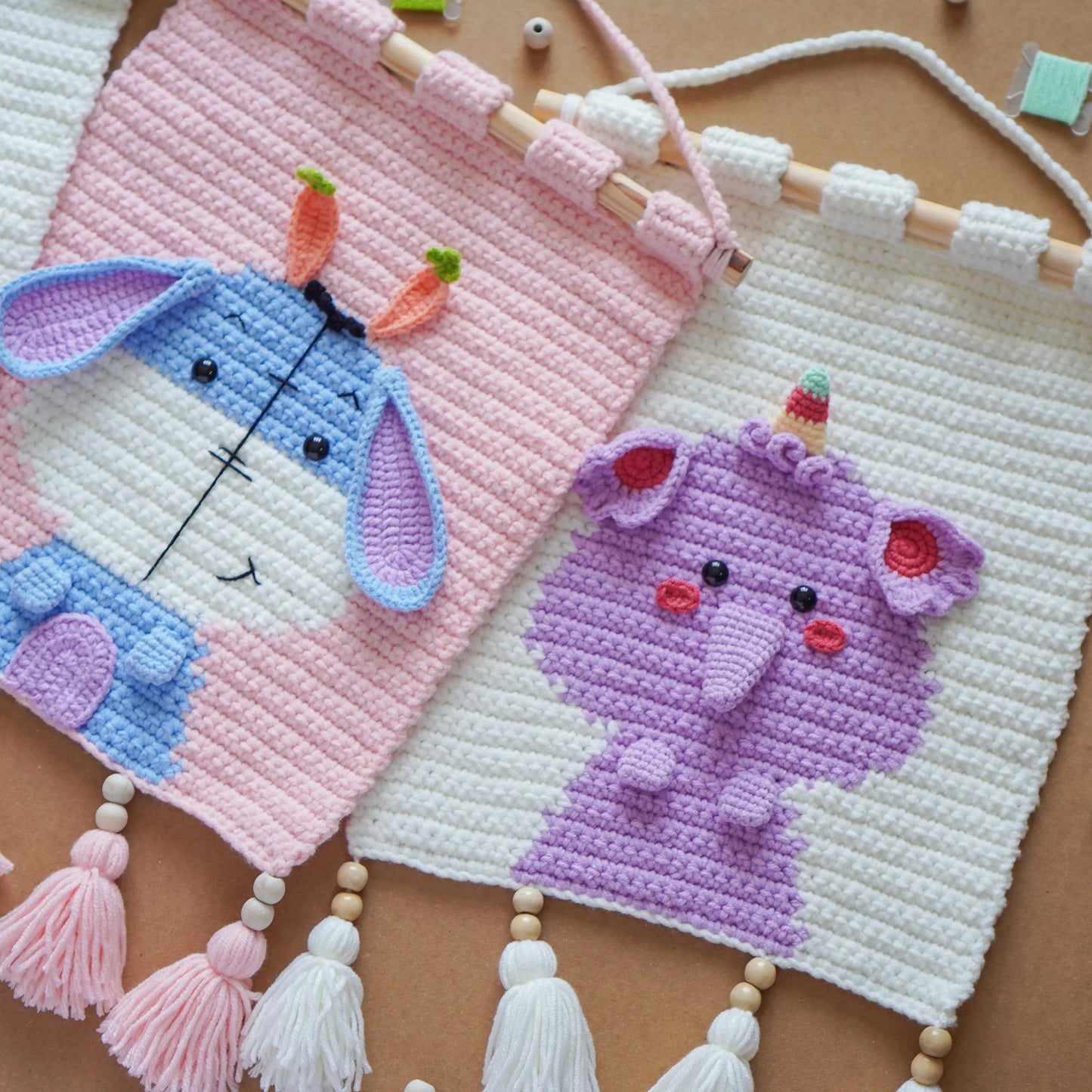 Bundle: (4 Wall Hangings) Pooh, Piglet, Eeyore, Lumpy-Crochet Pattern