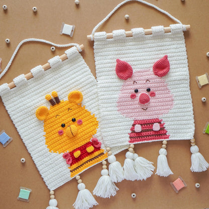 Bundle: (4 Wall Hangings) Pooh, Piglet, Eeyore, Lumpy-Crochet Pattern