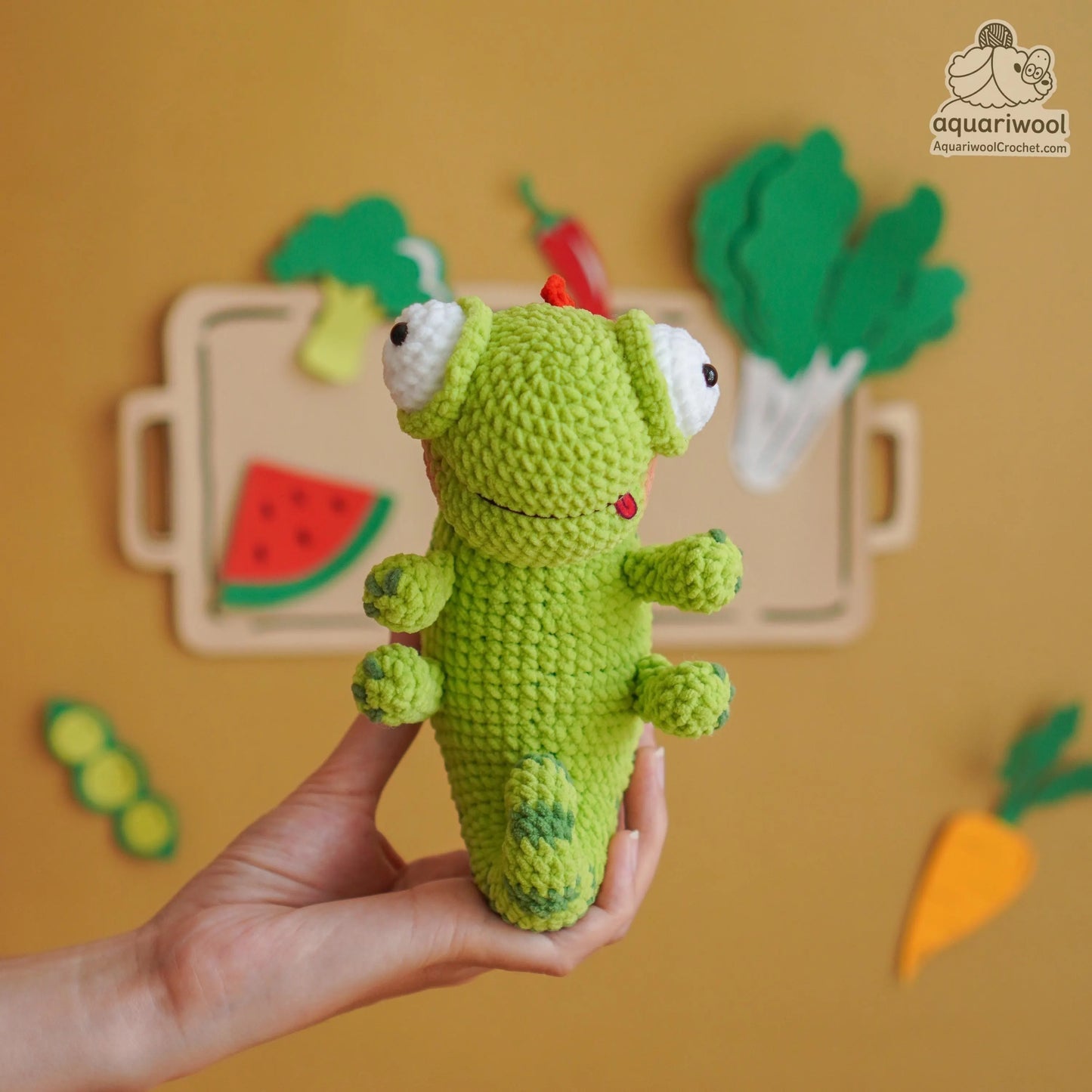 Chamemelon Crochet Pattern PDF: Kawaii Chameleon Melon Plush Toy (Digital Download)