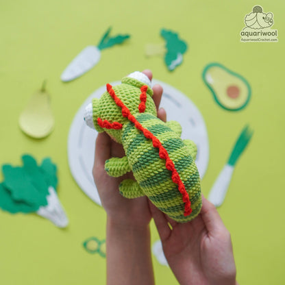 Chamemelon Crochet Pattern PDF: Kawaii Chameleon Melon Plush Toy (Digital Download)