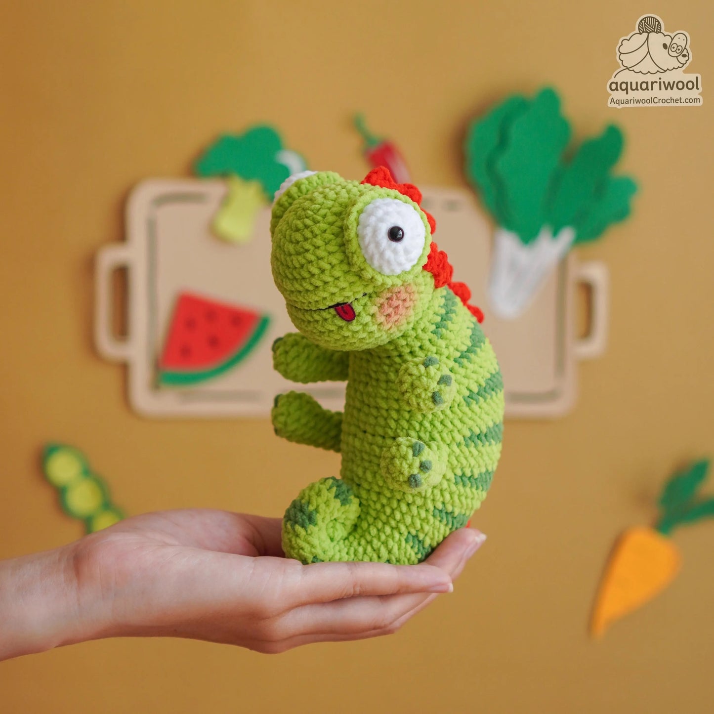 Chamemelon Crochet Pattern PDF: Kawaii Chameleon Melon Plush Toy (Digital Download)