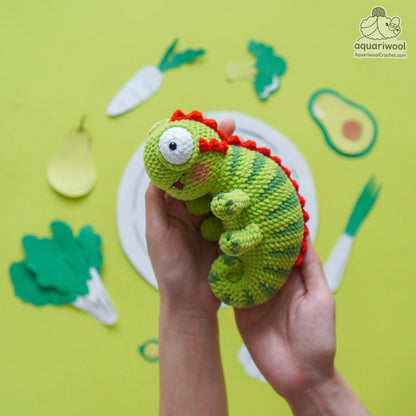 Chamemelon Crochet Pattern PDF: Kawaii Chameleon Melon Plush Toy (Digital Download)