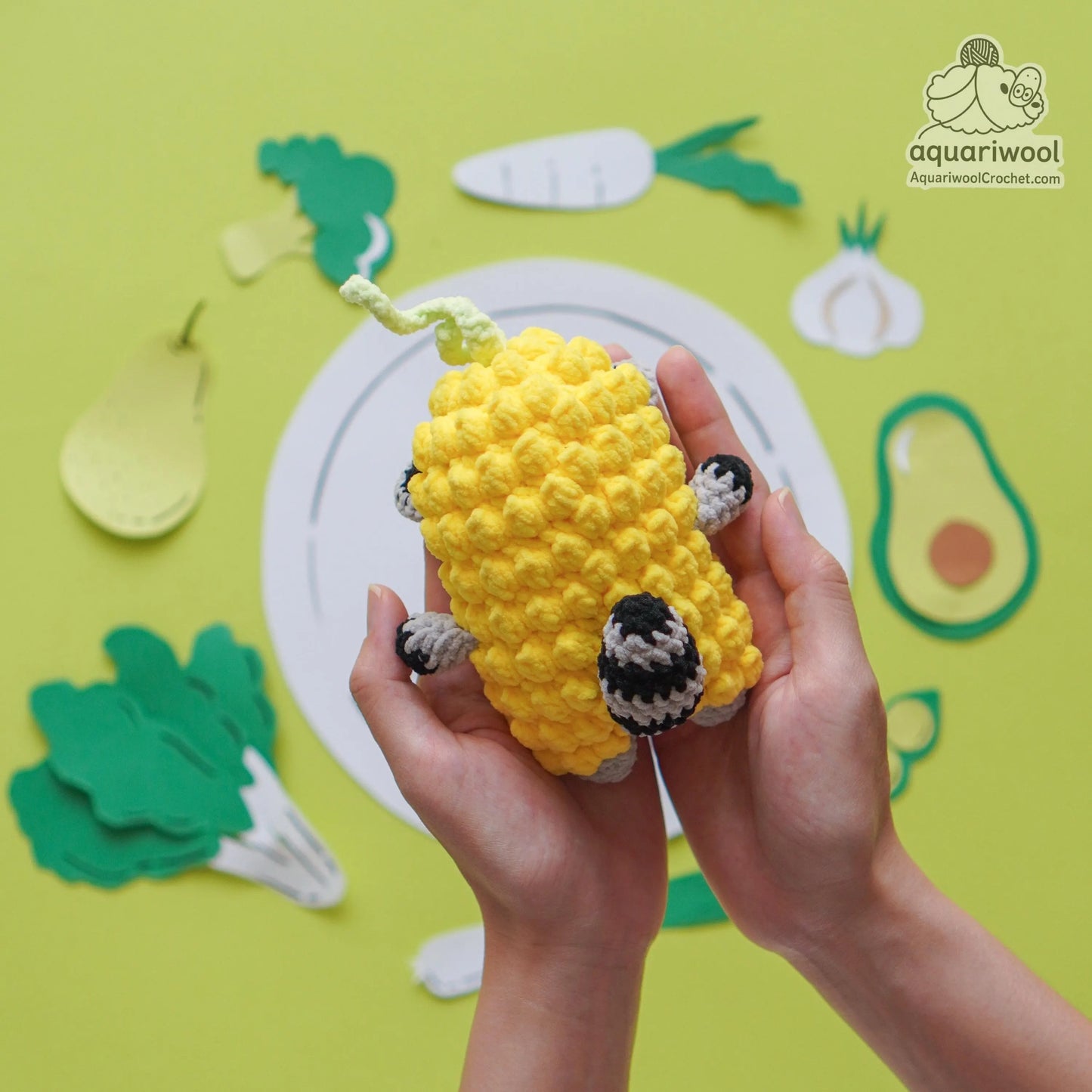 Raccorn Crochet Pattern: Kawaii Raccoon Corn Amigurumi (PDF)