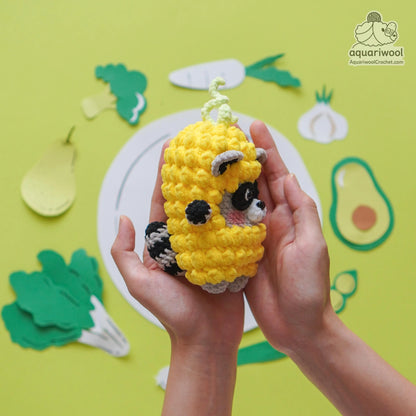 Raccorn Crochet Pattern: Kawaii Raccoon Corn Amigurumi (PDF)