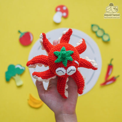 Octomato Crochet Pattern PDF: Kawaii Octopus Tomato Plush (Digital Download)