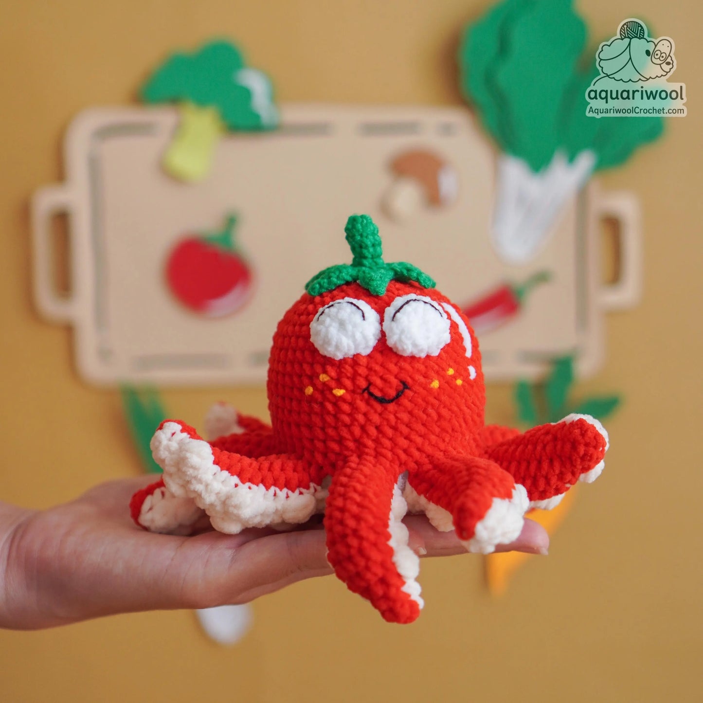 Octomato Crochet Pattern PDF: Kawaii Octopus Tomato Plush (Digital Download)
