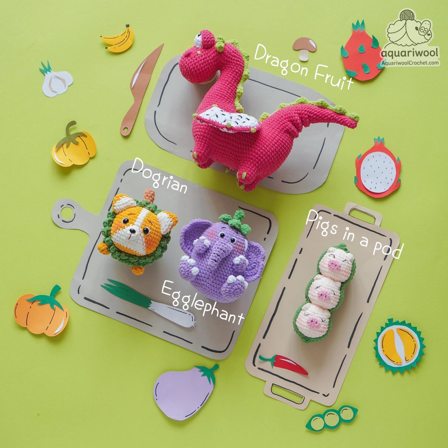 Botanimals Crochet Pattern Bundle: Kawaii Fruit Animal Amigurumi (PDF)