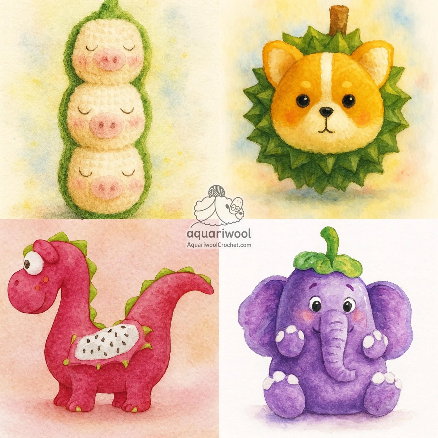 Botanimals Crochet Pattern Bundle: Kawaii Fruit Animal Amigurumi (PDF)
