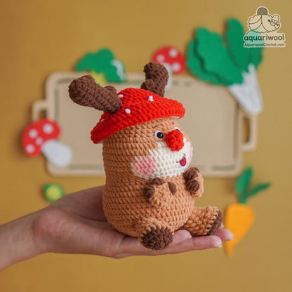 Mooseroom Crochet Pattern PDF: Kawaii Moose Mushroom Plush Toy
