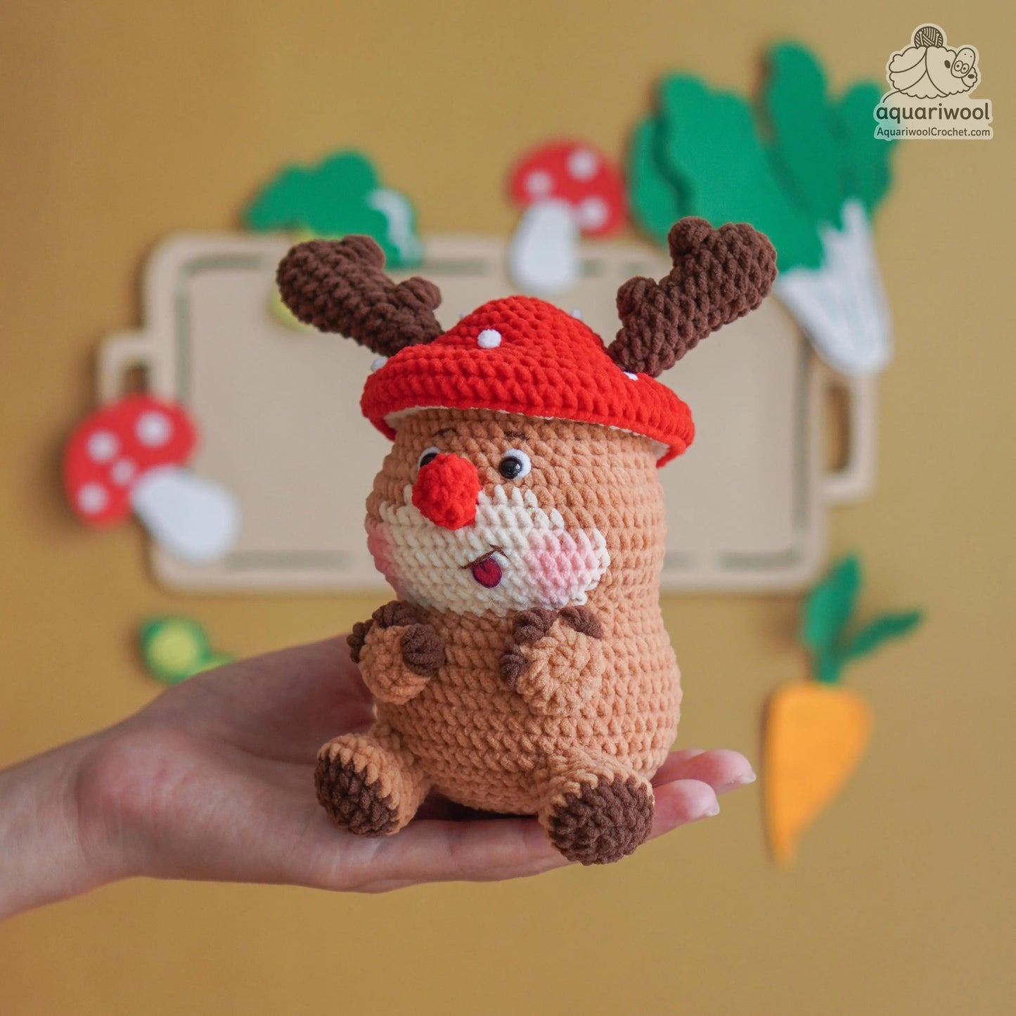 Mooseroom Crochet Pattern PDF: Kawaii Moose Mushroom Plush Toy