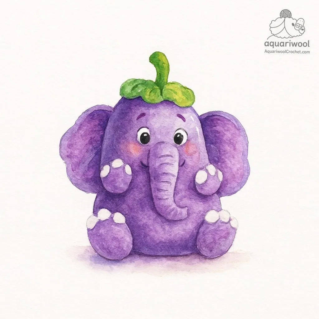 Egglephant Crochet Pattern: Elephant Eggplant Plush Toy (PDF)