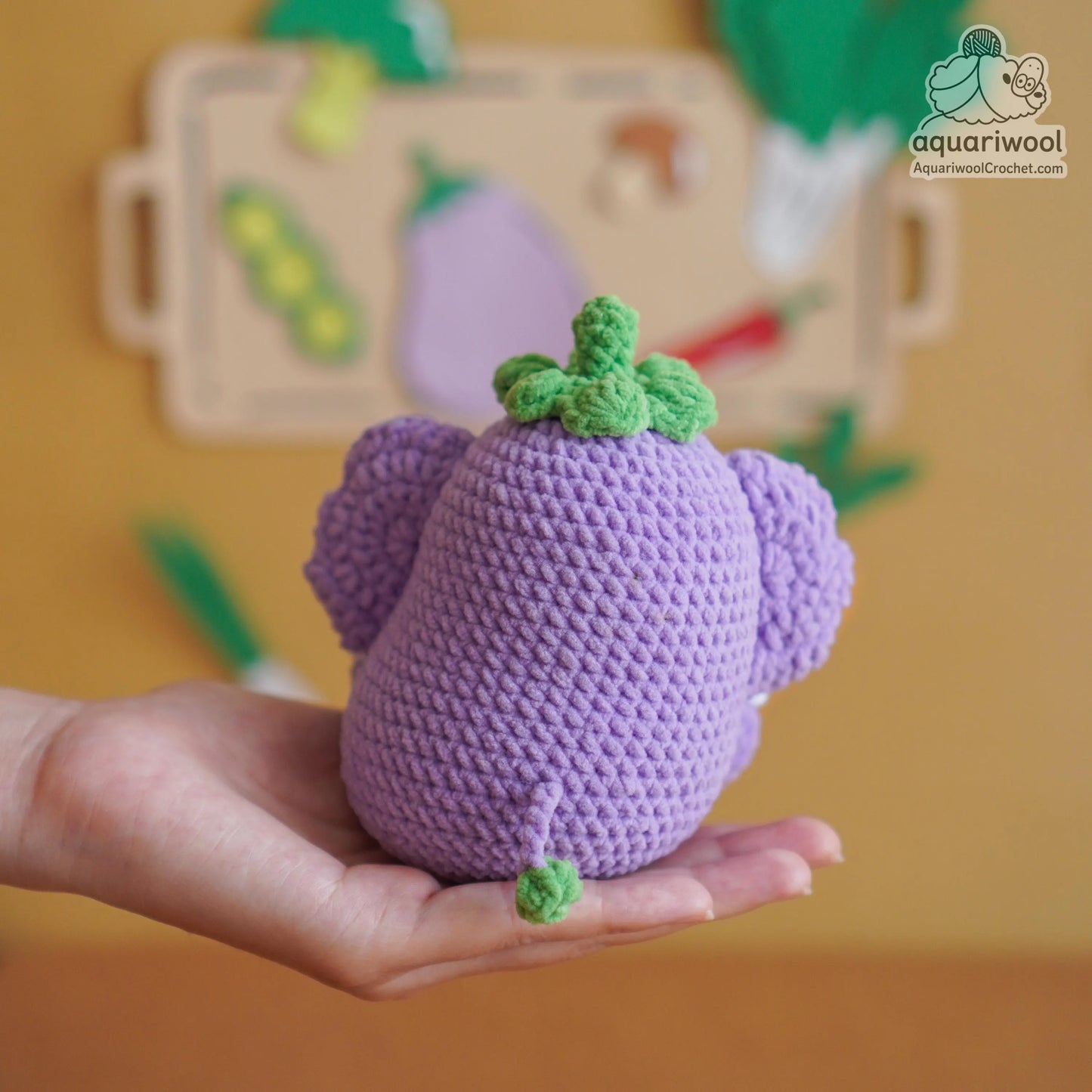 Egglephant Crochet Pattern: Elephant Eggplant Plush Toy (PDF)