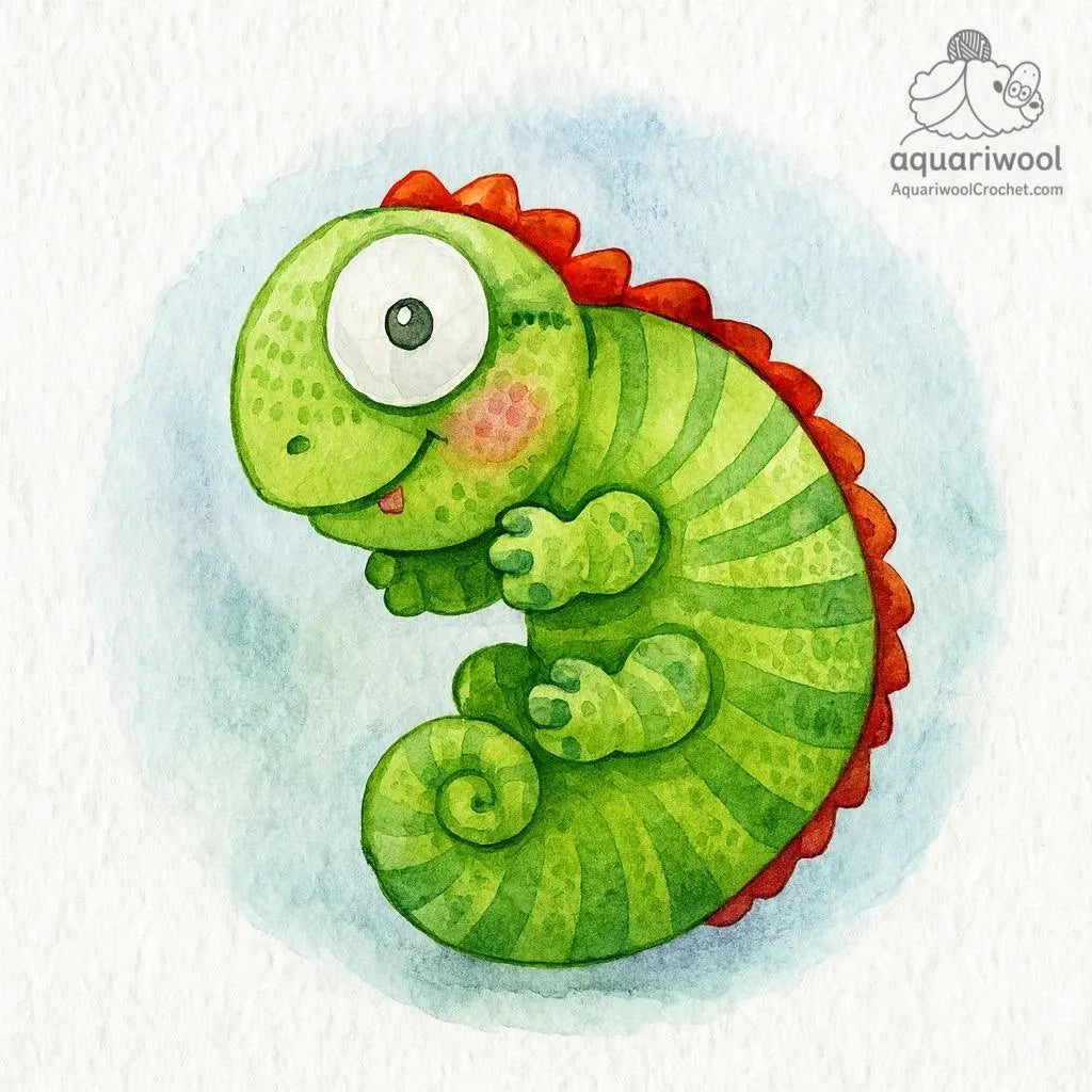 Chamemelon Crochet Pattern PDF: Kawaii Chameleon Melon Plush Toy (Digital Download)
