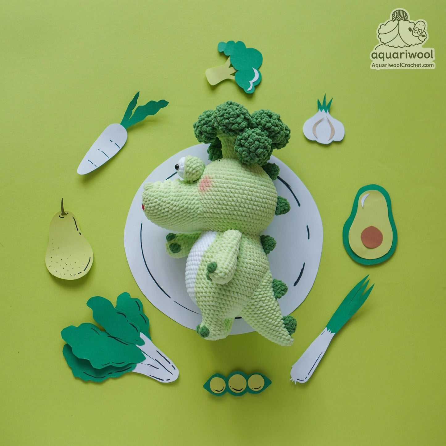 Brocodile Crochet Pattern PDF: Kawaii Broccoli Crocodile Plush (Amigurumi)