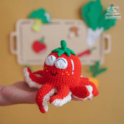 Octomato Crochet Pattern PDF: Kawaii Octopus Tomato Plush (Digital Download)