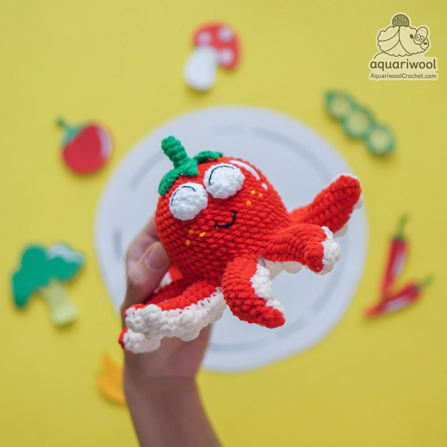 Octomato Crochet Pattern PDF: Kawaii Octopus Tomato Plush (Digital Download)
