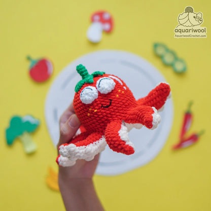 Octomato Crochet Pattern PDF: Kawaii Octopus Tomato Plush (Digital Download)
