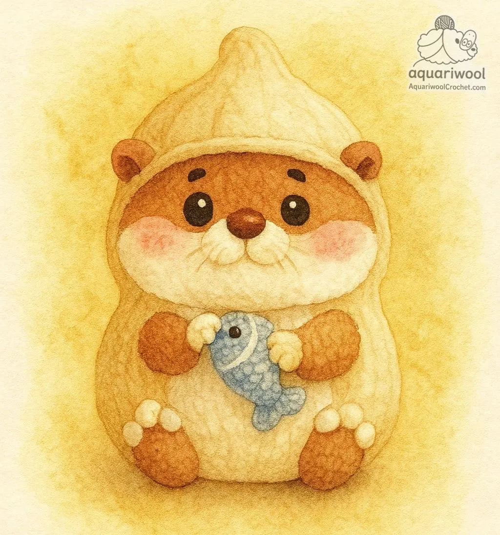 Peanotter Crochet Pattern PDF: Kawaii Peanut Otter Plush Toy (Digital Download)
