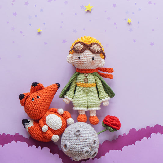 Little Prince Amigurumi Crochet Pattern PDF – Doll Bundle with Fox, Rose & Planet Plush Toy Tutorial