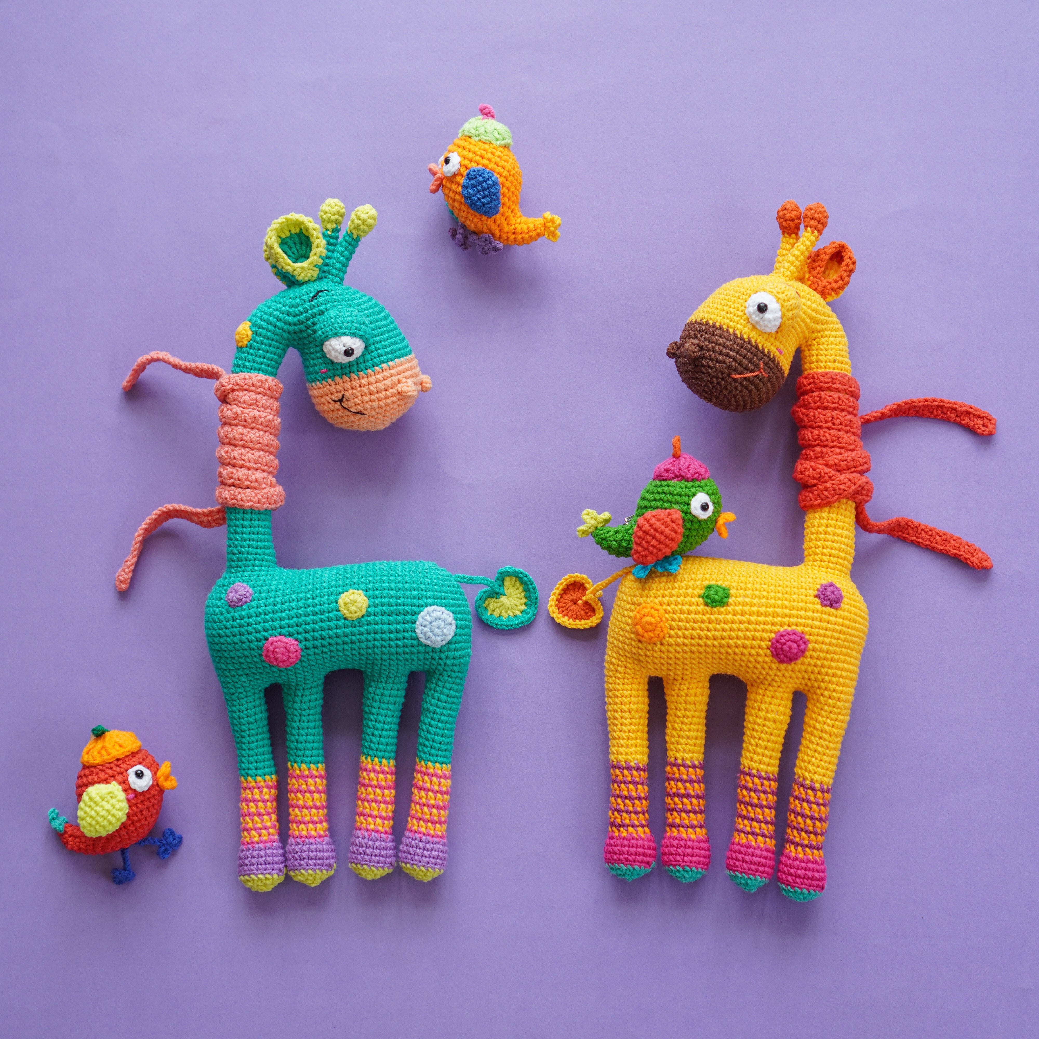 Tiki & Chirpy-The Giraffe and Little Bird Crochet Pattern by Aquariwool (Crochet Doll Pattern/Amigurumi Pattern for Baby gift)